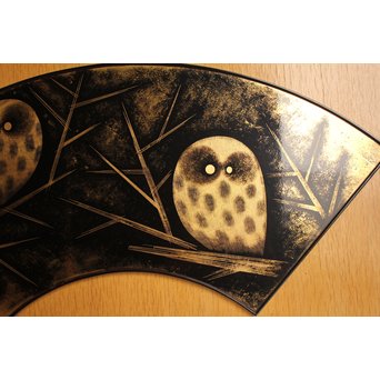 三谷吾一 沈金とり 扇面壁面装飾　S3036 