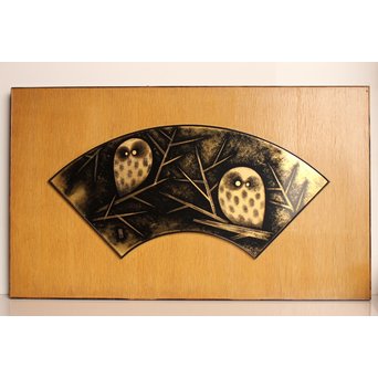 三谷吾一 沈金とり 扇面壁面装飾　S3036