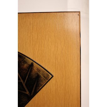 三谷吾一 沈金とり 扇面壁面装飾　S3036 