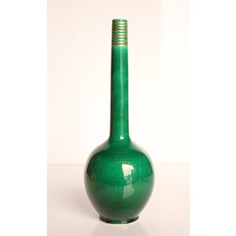 中村翠嵐 交趾焼 鶴首花入　S3044