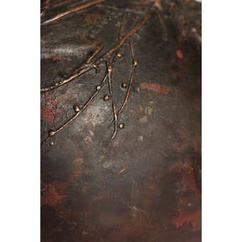 市橋鷺山 梅鶯 斑柴銅鋳造水注/湯沸　K586 