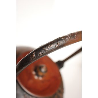 市橋鷺山 梅鶯 斑柴銅鋳造水注/湯沸　K586 