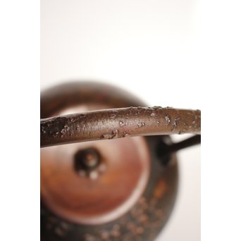 市橋鷺山 梅鶯 斑柴銅鋳造水注/湯沸　K586 