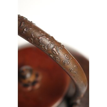 市橋鷺山 梅鶯 斑柴銅鋳造水注/湯沸　K586 