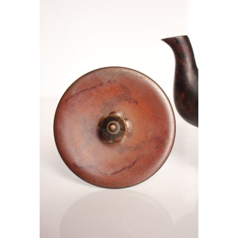 市橋鷺山 梅鶯 斑柴銅鋳造水注/湯沸　K586 