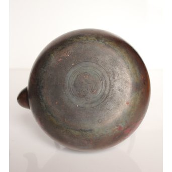 市橋鷺山 梅鶯 斑柴銅鋳造水注/湯沸　K586 