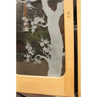 梅模様 エッチングガラス戸 4枚1組　GD1090Y 