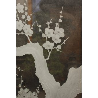 梅模様 エッチングガラス戸 4枚1組　GD1090Y 