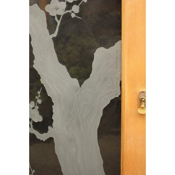 梅模様 エッチングガラス戸 4枚1組　GD1090Y 