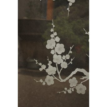 梅模様 エッチングガラス戸 4枚1組　GD1090Y 