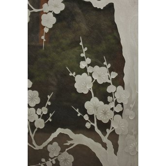 梅模様 エッチングガラス戸 4枚1組　GD1090Y 