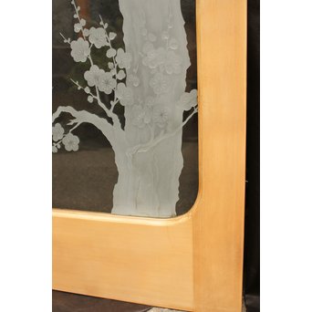 梅模様 エッチングガラス戸 4枚1組　GD1090Y 