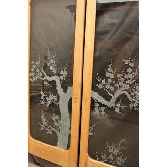 梅模様 エッチングガラス戸 4枚1組　GD1090Y 