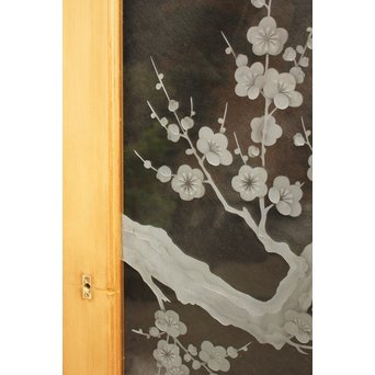 梅模様 エッチングガラス戸 4枚1組　GD1090Y 