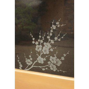 梅模様 エッチングガラス戸 4枚1組　GD1090Y 