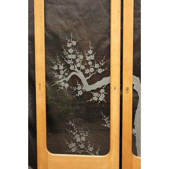 梅模様 エッチングガラス戸 4枚1組　GD1090Y 