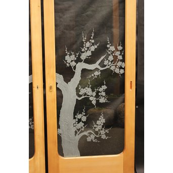 梅模様 エッチングガラス戸 4枚1組　GD1090Y 