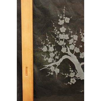 梅模様 エッチングガラス戸 4枚1組　GD1090Y 