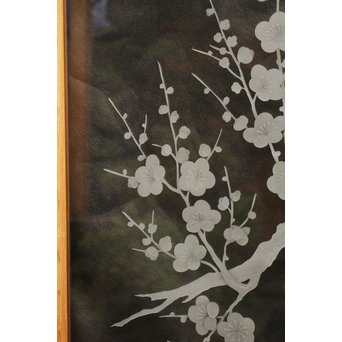 梅模様 エッチングガラス戸 4枚1組　GD1090Y 