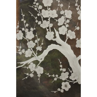 梅模様 エッチングガラス戸 4枚1組　GD1090Y 