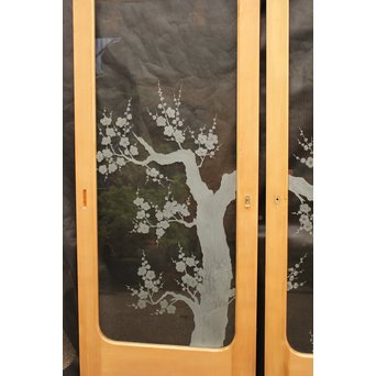 梅模様 エッチングガラス戸 4枚1組　GD1090Y 