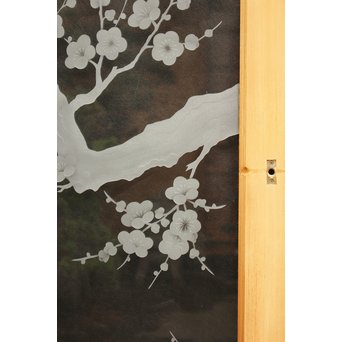 梅模様 エッチングガラス戸 4枚1組　GD1090Y 