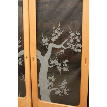 梅模様 エッチングガラス戸 4枚1組　GD1090Y 