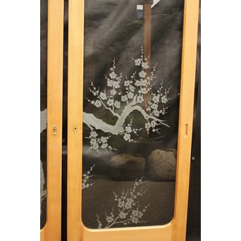 梅模様 エッチングガラス戸 4枚1組　GD1090Y 