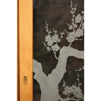 梅模様 エッチングガラス戸 4枚1組　GD1090Y 