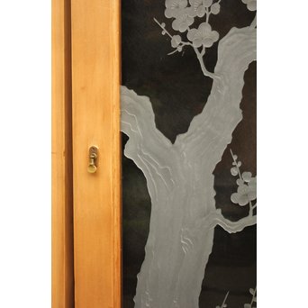 梅模様 エッチングガラス戸 4枚1組　GD1090Y 