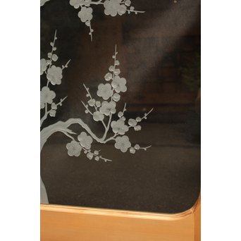 梅模様 エッチングガラス戸 4枚1組　GD1090Y 