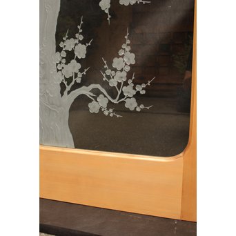 梅模様 エッチングガラス戸 4枚1組　GD1090Y 