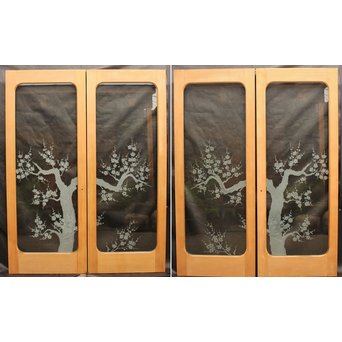梅模様 エッチングガラス戸 4枚1組　GD1090Y ※もう一面