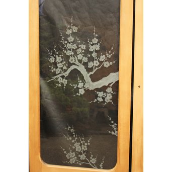 梅模様 エッチングガラス戸 4枚1組　GD1090Y 