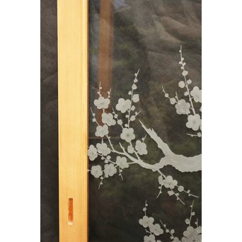 梅模様 エッチングガラス戸 4枚1組　GD1090Y 