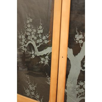 梅模様 エッチングガラス戸 4枚1組　GD1090Y 