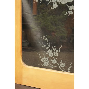 梅模様 エッチングガラス戸 4枚1組　GD1090Y 