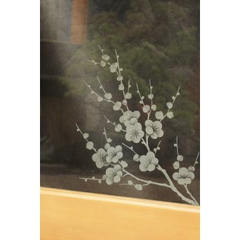 梅模様 エッチングガラス戸 4枚1組　GD1090Y 