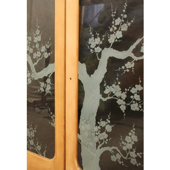 梅模様 エッチングガラス戸 4枚1組　GD1090Y 