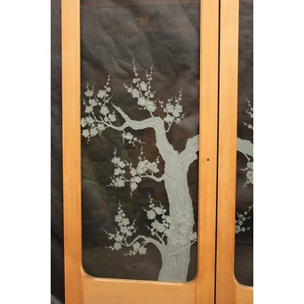 梅模様 エッチングガラス戸 4枚1組　GD1090Y 