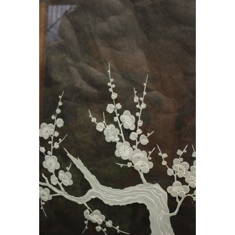 梅模様 エッチングガラス戸 4枚1組　GD1090Y 