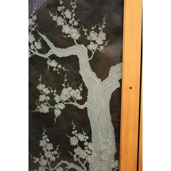 梅模様 エッチングガラス戸 4枚1組　GD1090Y 