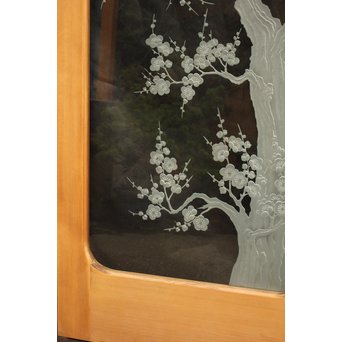 梅模様 エッチングガラス戸 4枚1組　GD1090Y 