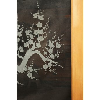 梅模様 エッチングガラス戸 4枚1組　GD1090Y 