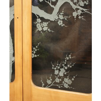 梅模様 エッチングガラス戸 4枚1組　GD1090Y 
