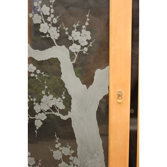 梅模様 エッチングガラス戸 4枚1組　GD1090Y 