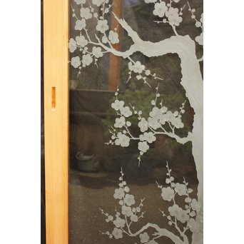 梅模様 エッチングガラス戸 4枚1組　GD1090Y 