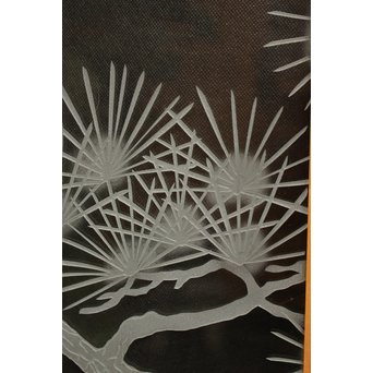 鶴松 エッチングガラス戸 4枚1組　GD1091 