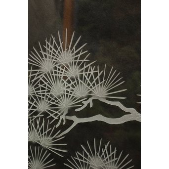 鶴松 エッチングガラス戸 4枚1組　GD1091 