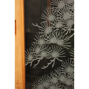 鶴松 エッチングガラス戸 4枚1組　GD1091 